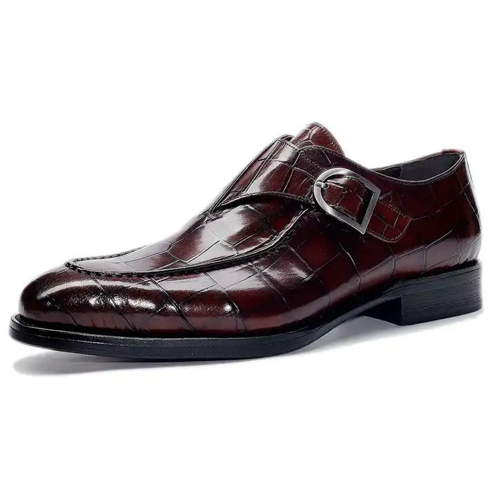 Croc Patterned Brown - Monk Strap