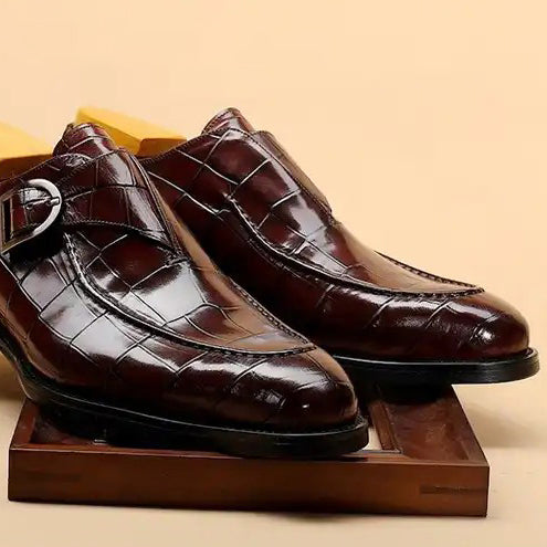 Croc Patterned Brown - Monk Strap