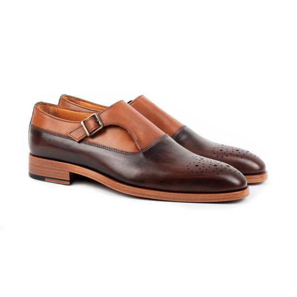 Brown Brogue - Single Monk Strap