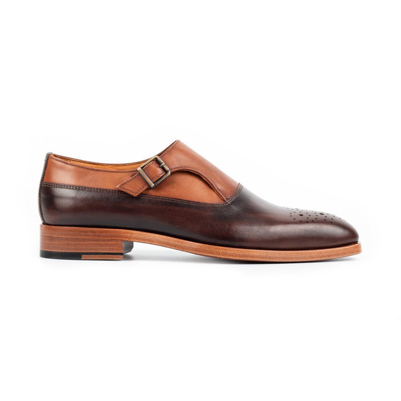 Brown Brogue - Single Monk Strap