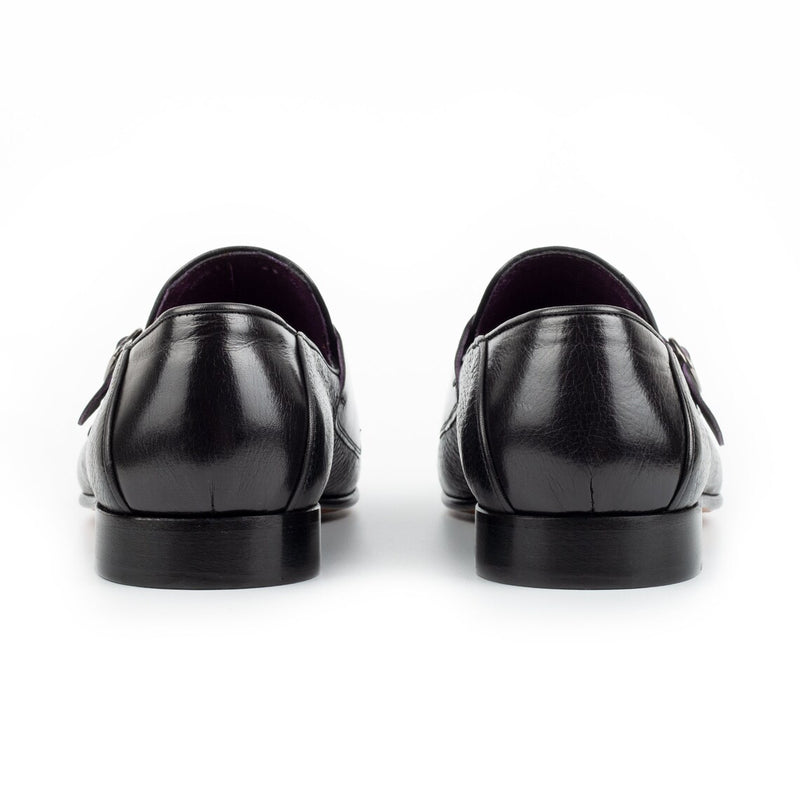 Black Leather Double Monk Strap - Kilt Loafers