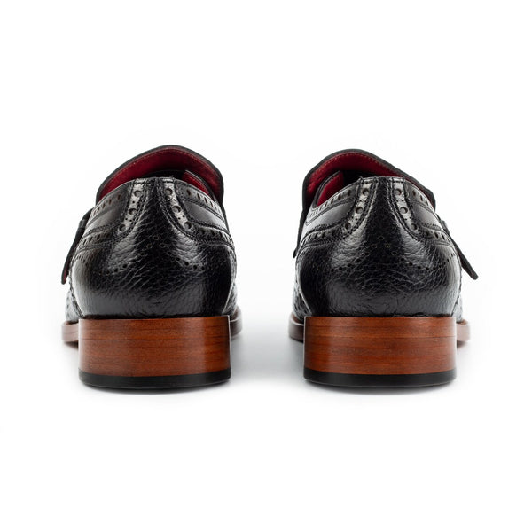 Black Leather Wingtip Brogue - Kilt Loafers