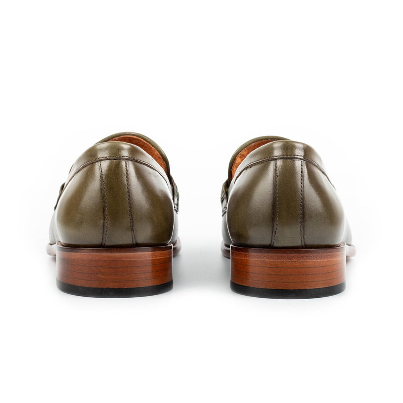 Olive Green Leather - Penny Loafers