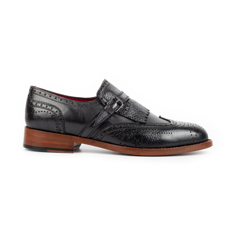 Black Leather Wingtip Brogue - Kilt Loafers