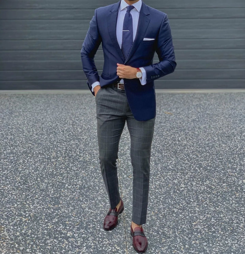 Tailor-Made Blue and Gray Checked